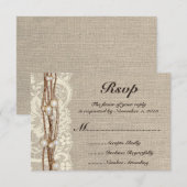 Faire-part de mariage perles corde de jute rustiqu (Devant / Derrière)