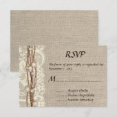 Faire-part de mariage perles dentelle toile de jut (Devant / Derrière)