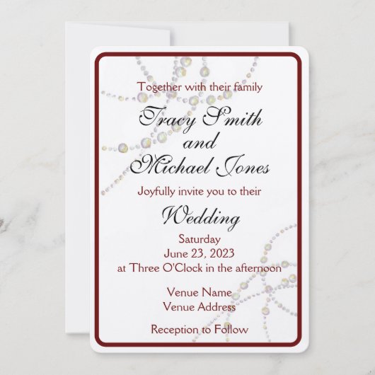 Faire-part de mariage Perles simples personnalisab (Devant)