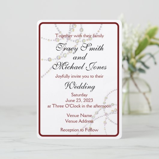 Faire-part de mariage Perles simples personnalisab (Debout devant)