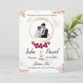 Faire-part de mariage personnalisable avec deux ph (Debout devant)