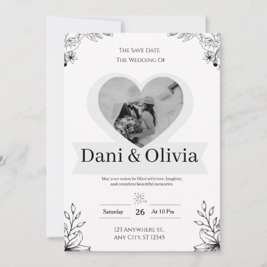 Faire-part de mariage personnalisable calligraphie (Devant)
