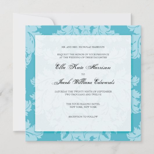 Faire-part de mariage personnalisable :: DAMASK (Devant)