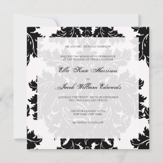 Faire-part de mariage personnalisable :: DAMASK (Devant)
