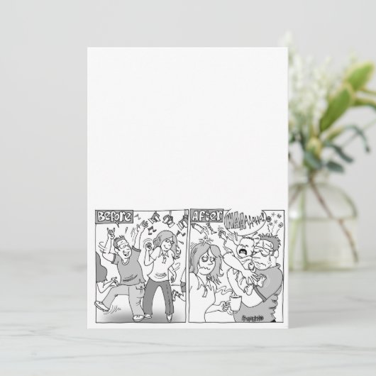 Faire-part de mariage personnalisable en dessin an (Debout devant)