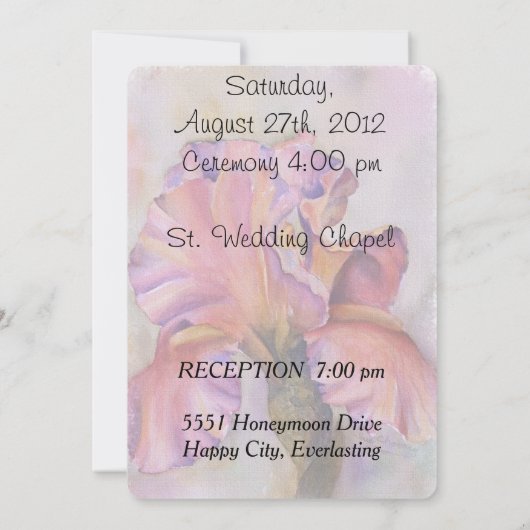 Faire-part de mariage PERSONNALISABLE ROSE IRIS (Dos)