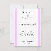 Faire-part de mariage personnalisé à rayures roses (Dos)