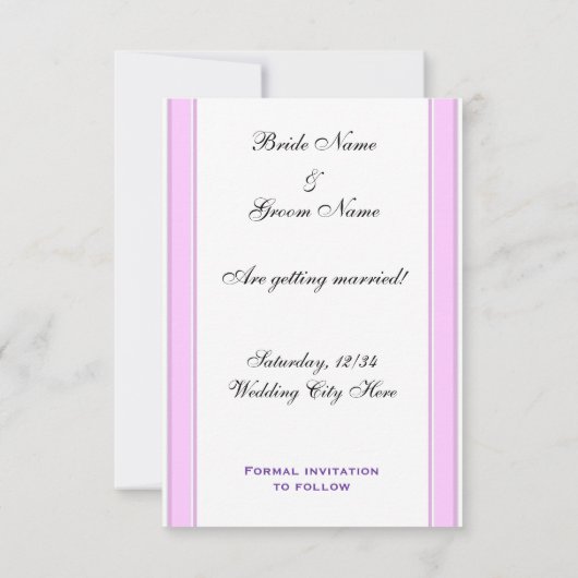 Faire-part de mariage personnalisé à rayures roses (Dos)