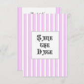 Faire-part de mariage personnalisé à rayures roses (Devant / Derrière)