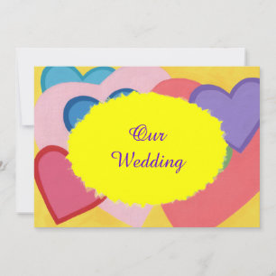 Faire-part de mariage personnalisé avec cœurs colo