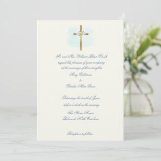 Faire-part de mariage personnalisé avec croix et f