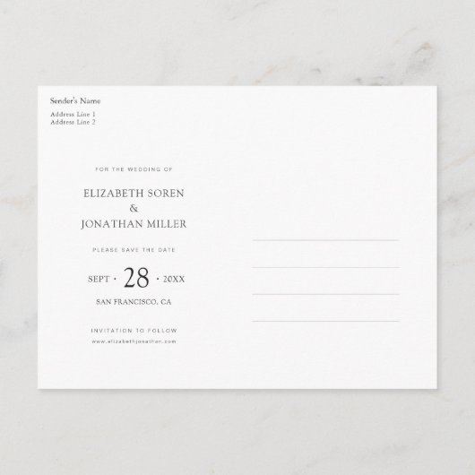 Faire-Part de Mariage Personnalisé avec Photo Simp (Dos)