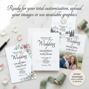 Faire-part de mariage personnalisé blanc vierge