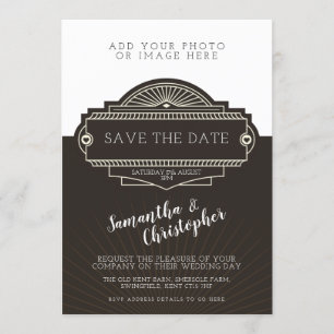 Faire-part de mariage personnalisé d'art déco de