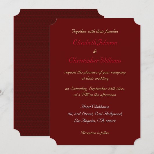 Faire-part de mariage personnalisé élégant et simp (Devant / Derrière)