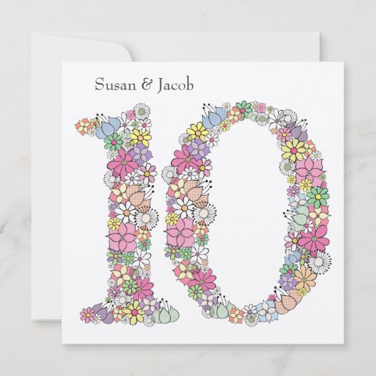 Faire-part de mariage personnalisé pour 10ème anni (Devant)