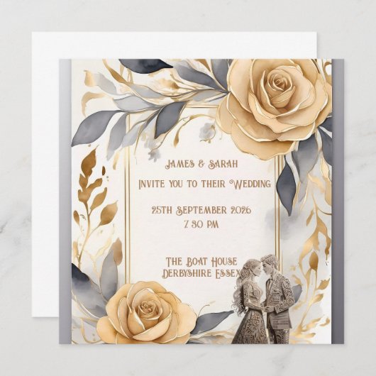 Faire-part de mariage personnalisé pour les couple (Devant / Derrière)