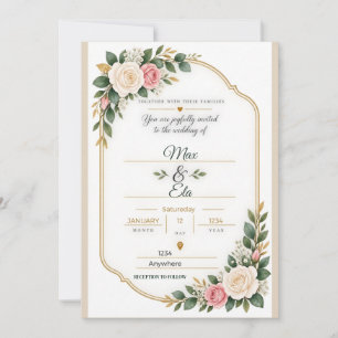 Faire-part de mariage personnalisé Rose Gold et ro