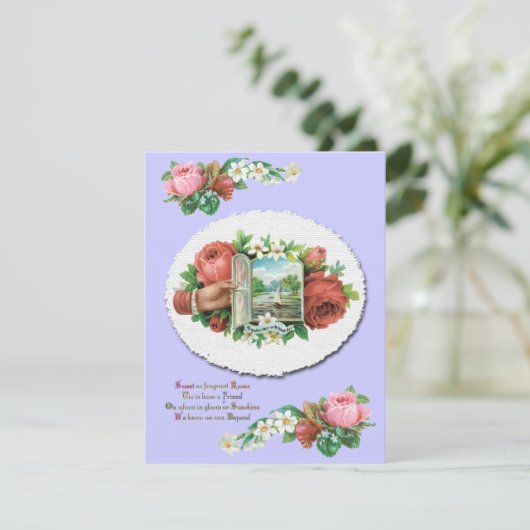 Faire-part de mariage personnalisé Rose victorien (Debout devant)