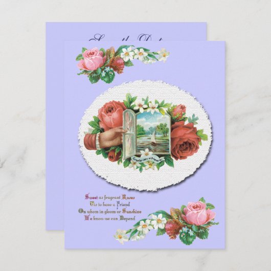 Faire-part de mariage personnalisé Rose victorien (Devant / Derrière)