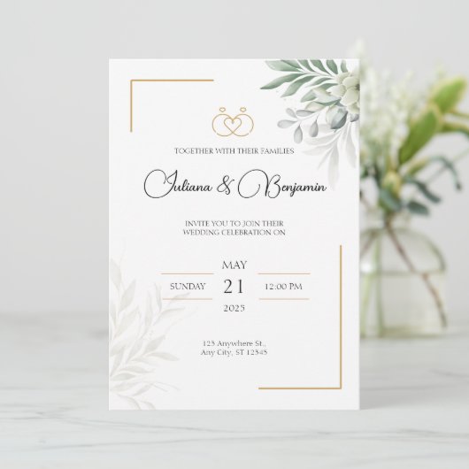 Faire-part de mariage personnalisé Texte et photo (Debout devant)