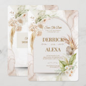 Faire-part de mariage personnalisée | Floral rusti (Devant / Derrière)