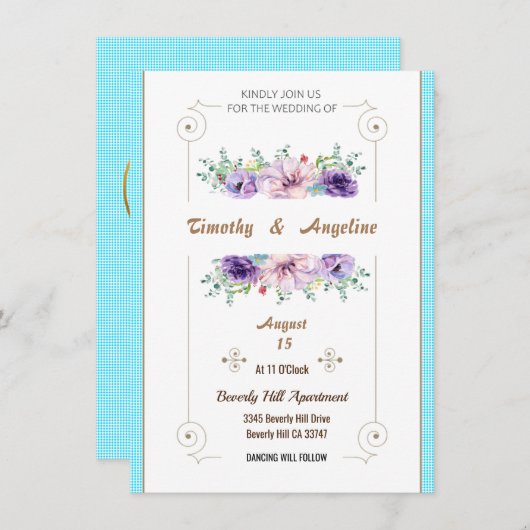 Faire-part de mariage personnalisée simple et élég (Devant / Derrière)