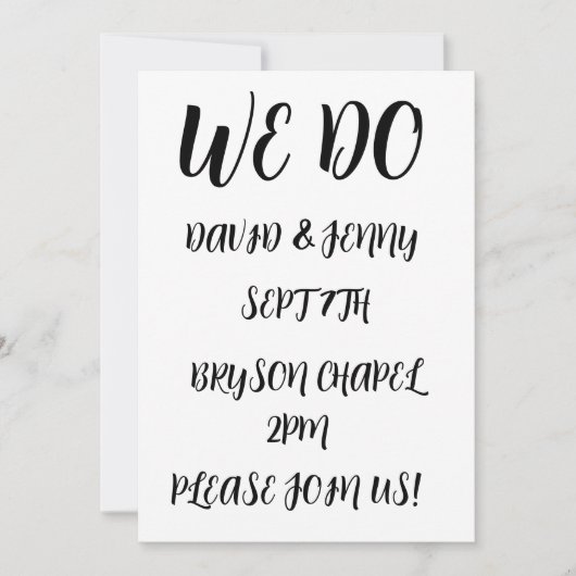 Faire-part de mariage personnalisés WE DO Script (Devant)