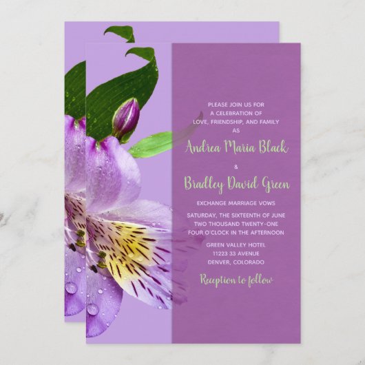 Faire-part de mariage péruvien Lily (Devant / Derrière)