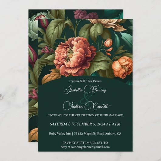 Faire-part de mariage Pétales de fleurs (Devant / Derrière)