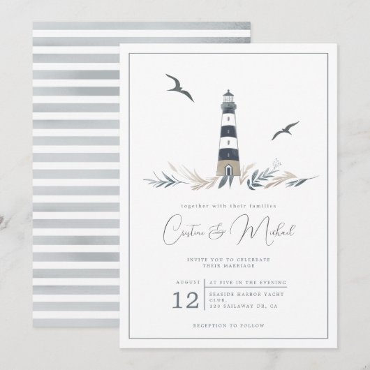 Faire-part de mariage phare nautique (Devant / Derrière)