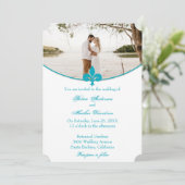 Faire-part de mariage photo Aqua Fleur de Lis (Debout devant)