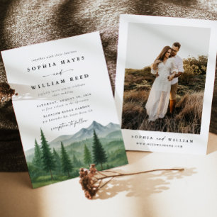 Faire-Part de Mariage Photo Aquarelle Rustique For