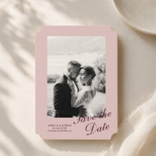 Faire-part de mariage photo arche fuchsia burgundy