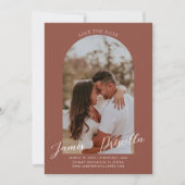 Faire-part de mariage photo arche moderne en terre (Devant)