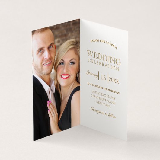 Faire-part de mariage photo argent et or simple (Inside)