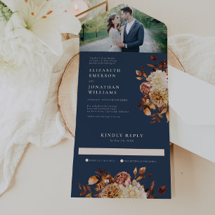 Faire-part de mariage photo automne Navy tout-en-u