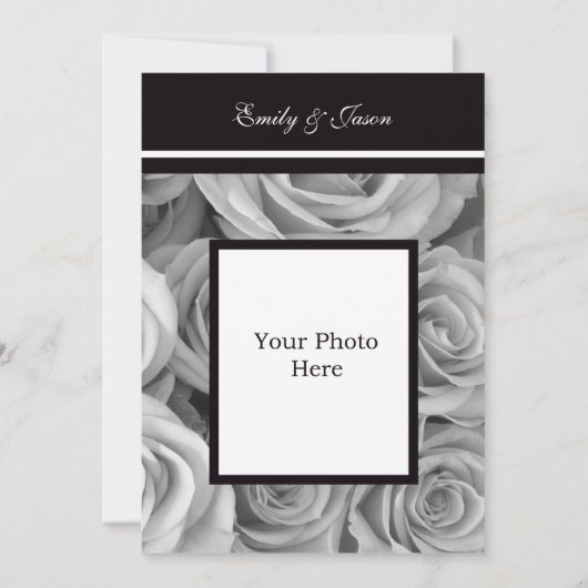 Faire-part de mariage photo avec bordure Rose (Devant)
