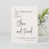Faire-part de mariage photo avec code QR écriture (Debout devant)
