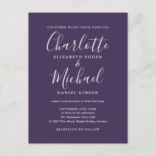 Faire-part de mariage photo avec signature violett