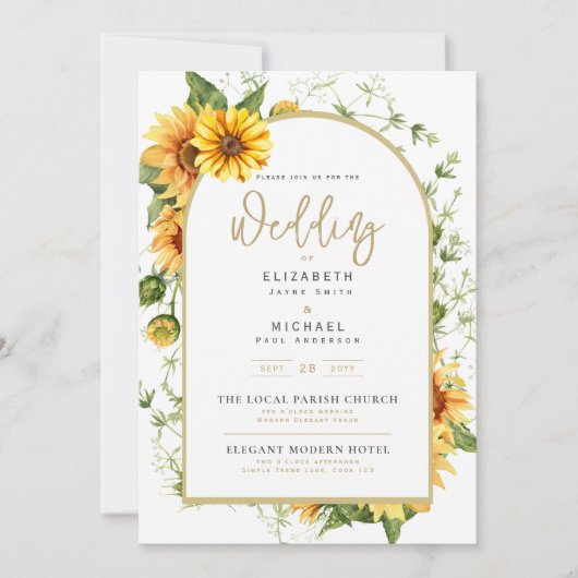 Faire-part de mariage photo avec tournesol (Devant)