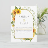 Faire-part de mariage photo avec tournesol (Debout devant)
