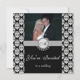Faire-part de mariage photo Black Damask