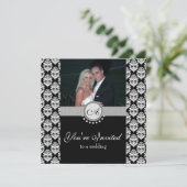 Faire-part de mariage photo Black Damask (Debout devant)