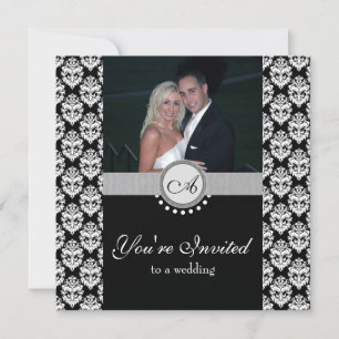 Faire-part de mariage photo Black Damask