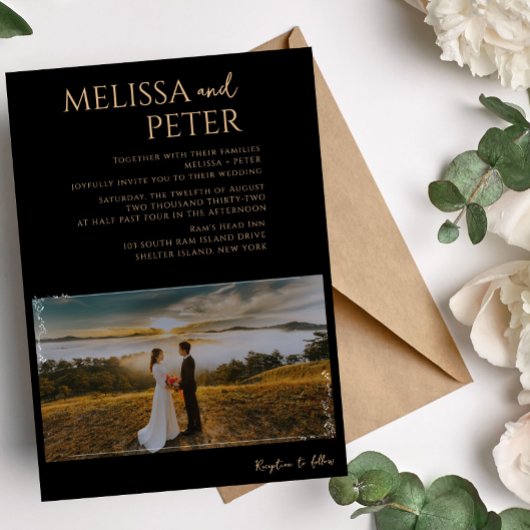 Faire-part de mariage photo Black Gold Alcok Enk