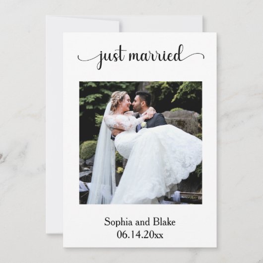 Faire-part de mariage photo blanc et or (Devant)