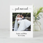 Faire-part de mariage photo blanc et or (Debout devant)