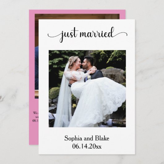 Faire-part de Mariage photo blanc et violet (Devant / Derrière)