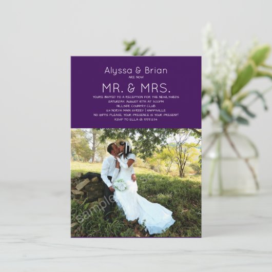 Faire-part de Mariage photo bleu clair (Debout devant)